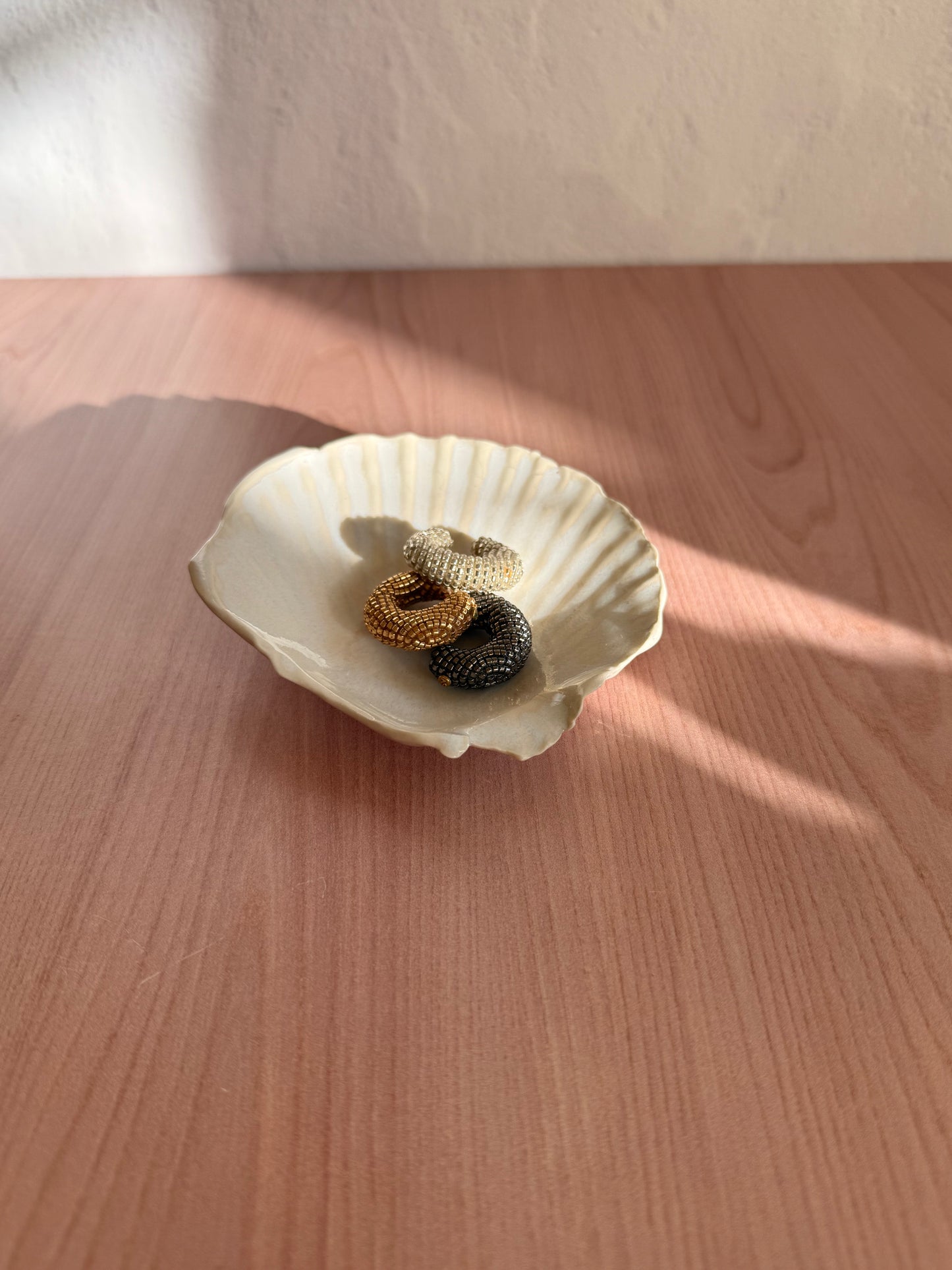 Handmade Ceramic Shell Dish — Cream Glaze