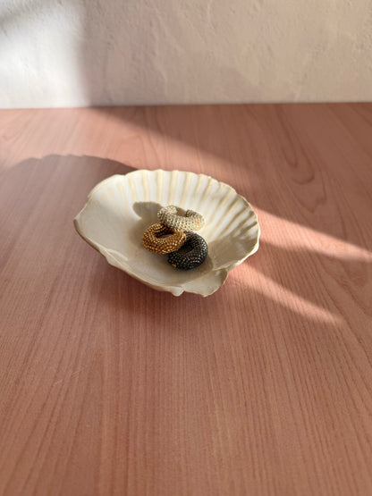 Handmade Ceramic Shell Dish — Cream Glaze
