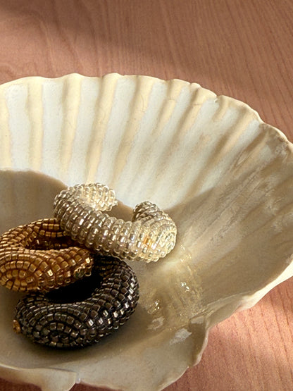 Handmade Ceramic Shell Dish — Cream Glaze
