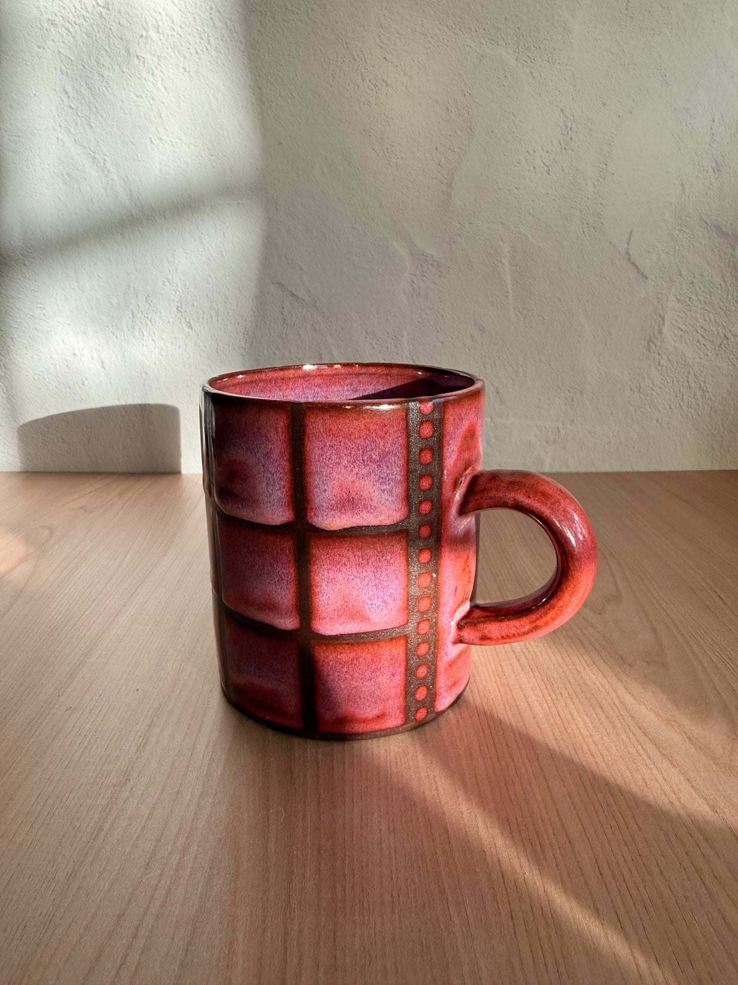 Handmade Ceramic Mug — Blush Pink Crackle Glaze