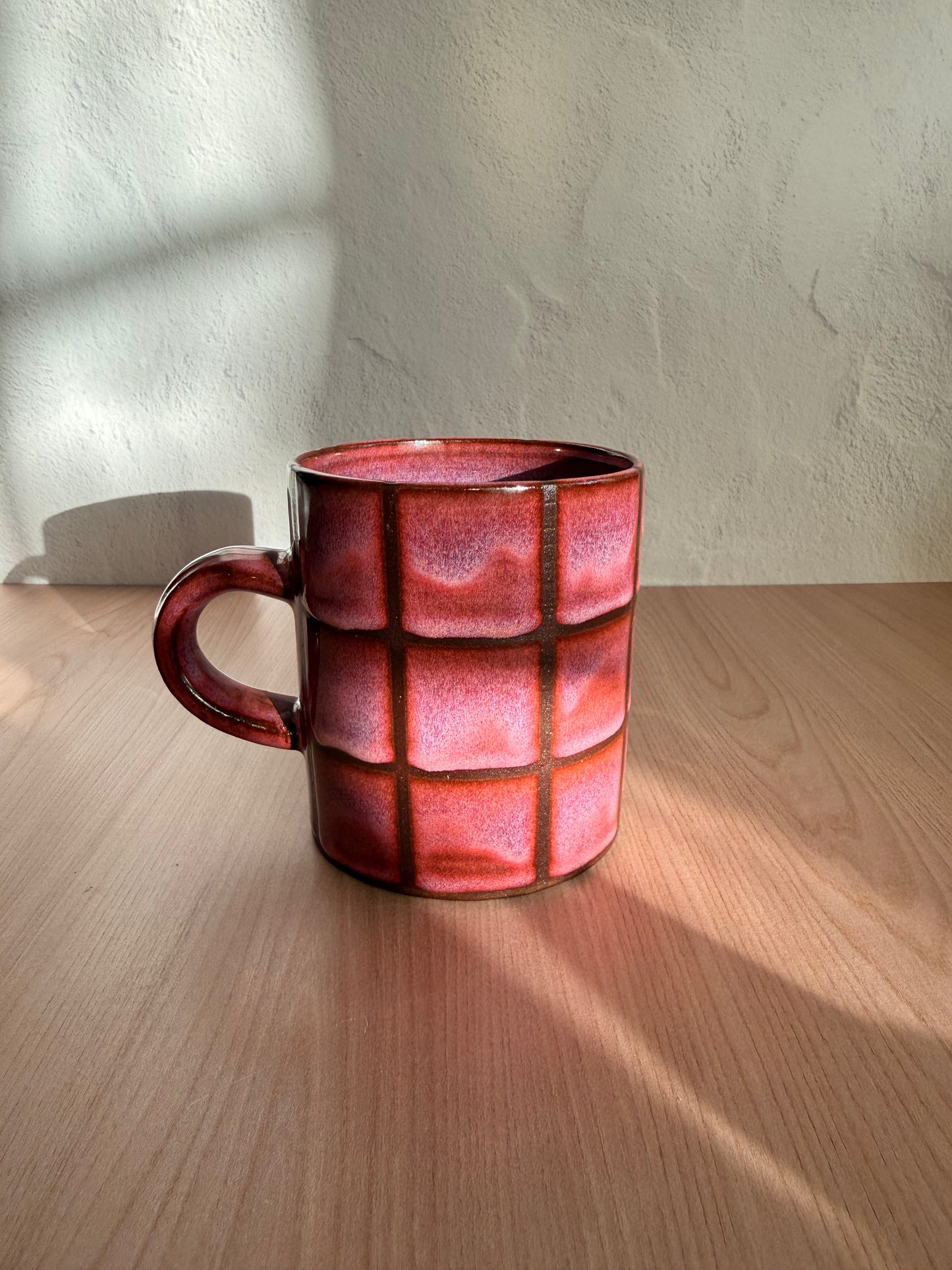 Handmade Ceramic Mug — Blush Pink Crackle Glaze