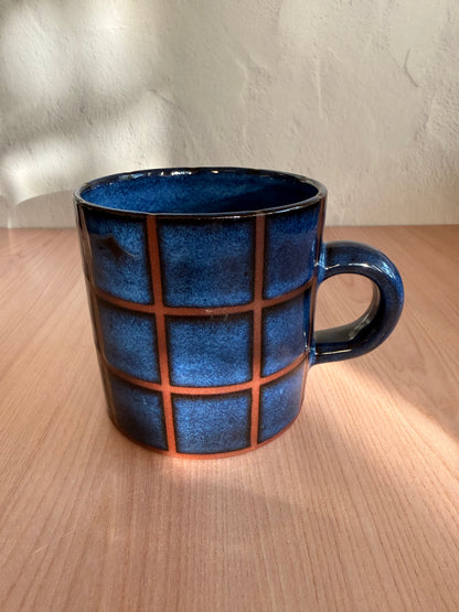 Handmade Ceramic Mug — Indigo Blue Crackle Glaze
