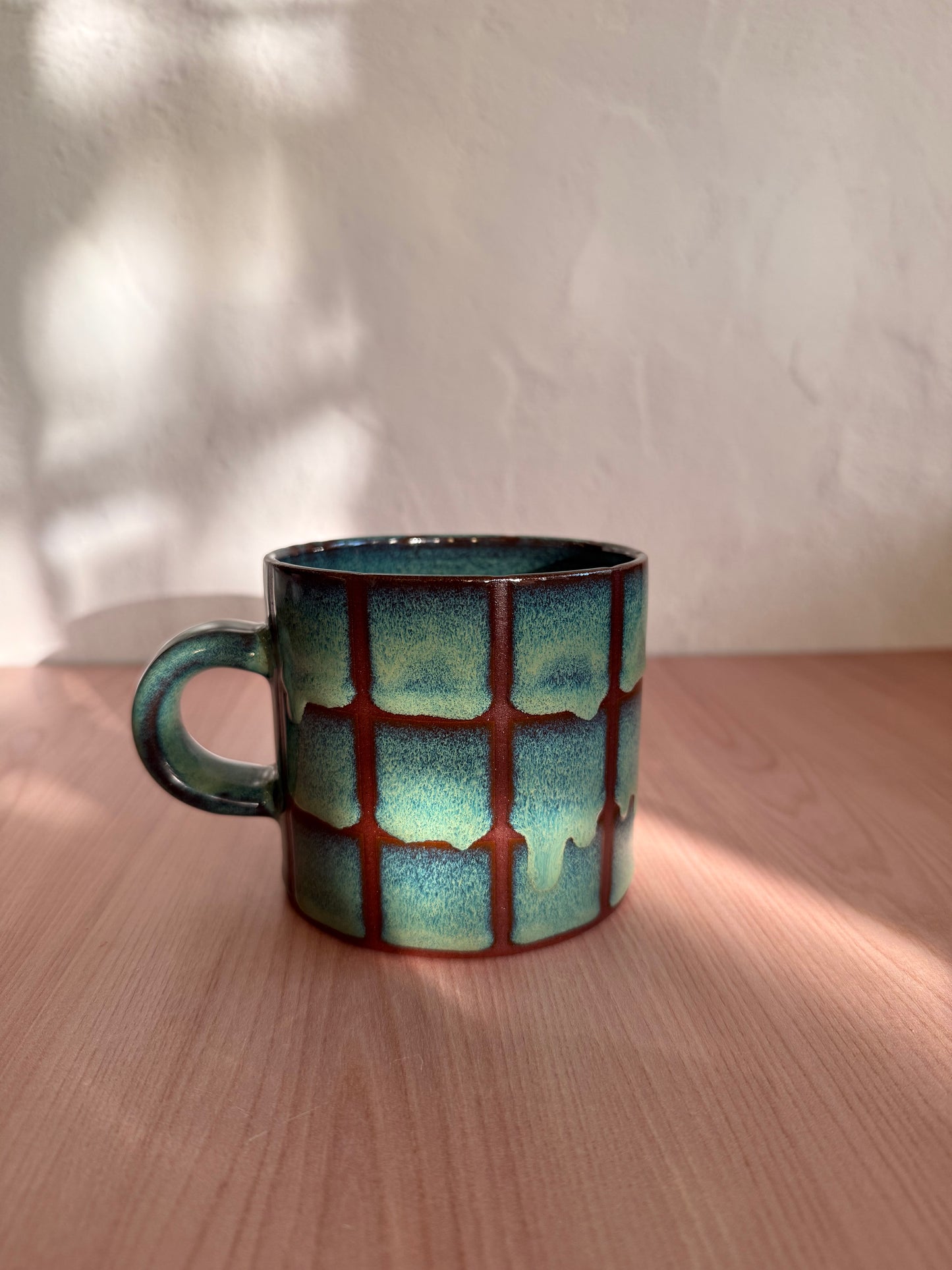 Handmade Ceramic Mug — Seafoam Green Crackle Glaze