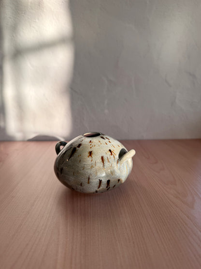Handmade Ceramic Vase — Speckled Bud Vase with Handles