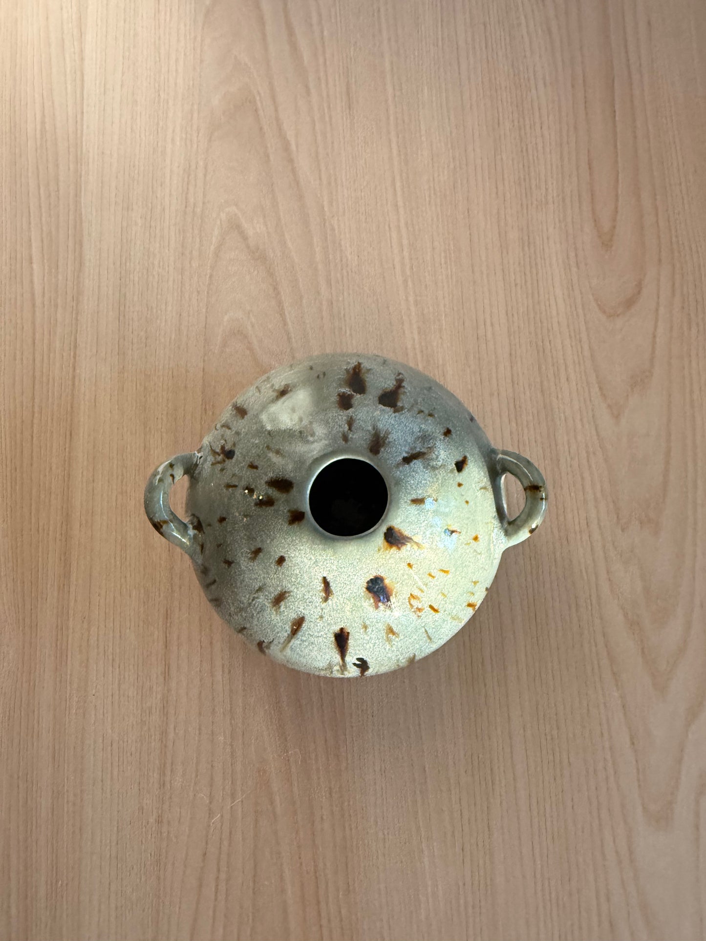 Handmade Ceramic Vase — Speckled Bud Vase with Handles
