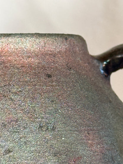 Handmade Ceramic Vase — Raku Fired, Metallic Finish