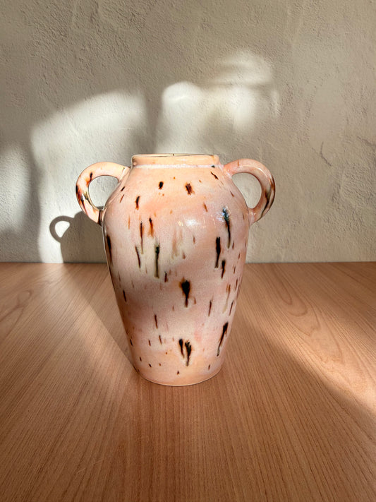 Small handmade ceramic bulb vase with bronze metallic glaze