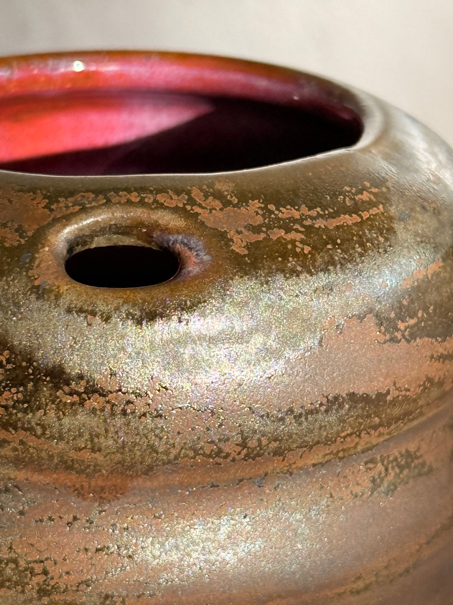 Handmade Ceramic Travel Mug — Ribbed Bronze Glaze