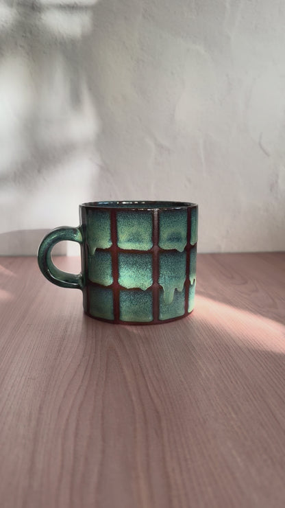 Handmade Ceramic Mug — Seafoam Green Crackle Glaze