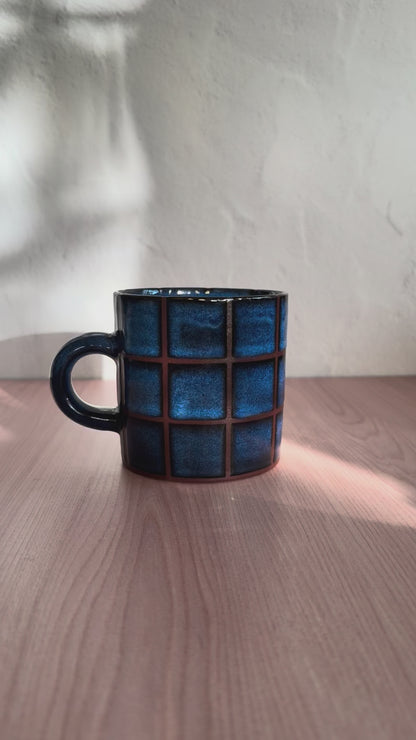 Handmade Ceramic Mug — Indigo Blue Crackle Glaze